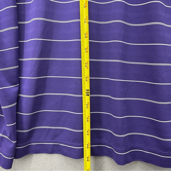 Nike Golf Dri Fit Polo Shirt Mens Size L Purple Striped Short Sleeve Logo - Picture 6 of 7